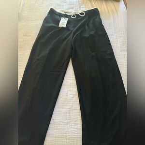 Zara Black Leg Pants with White Trim